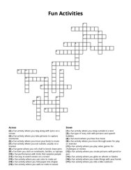 Fun Activities Crossword Puzzle