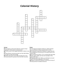 Colonial History Crossword Puzzle