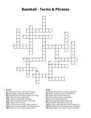 Baseball - Terms & Phrases Crossword Puzzle