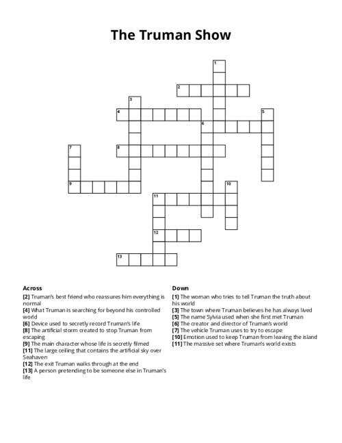 The Truman Show Crossword Puzzle
