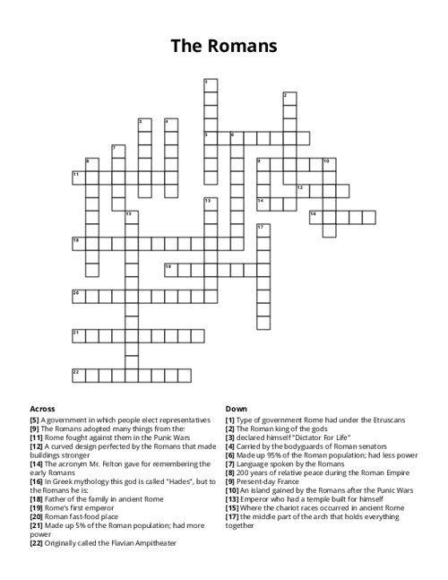 The Romans Crossword Puzzle