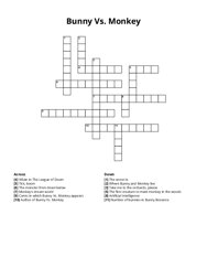 Bunny Vs. Monkey Crossword Puzzle