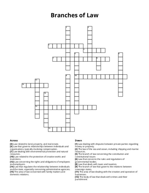 Branches of Law Crossword Puzzle