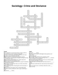 Sociology- Crime and Deviance crossword puzzle
