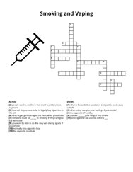 Smoking and Vaping crossword puzzle