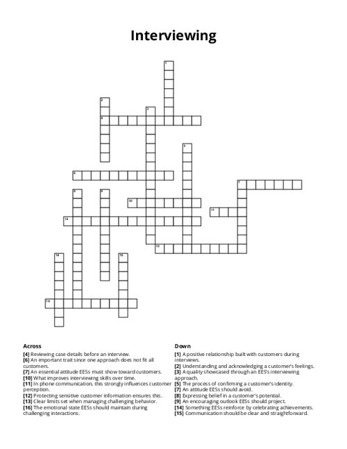 Interviewing Crossword Puzzle
