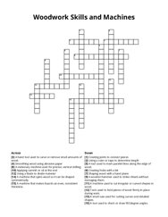 Woodwork Skills and Machines Crossword Puzzle