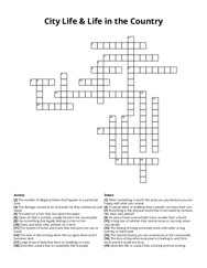 City Life & Life in the Country Crossword Puzzle