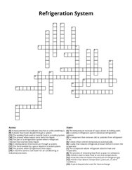 Refrigeration System Crossword Puzzle