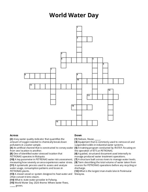 World Water Day Crossword Puzzle