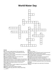 World Water Day crossword puzzle