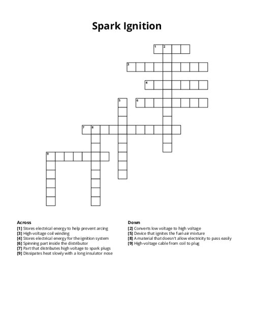 Spark Ignition Crossword Puzzle