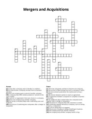 Mergers and Acquisitions crossword puzzle
