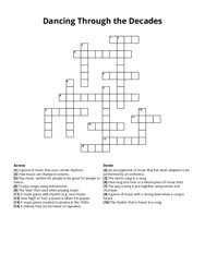 Dancing Through the Decades Crossword Puzzle