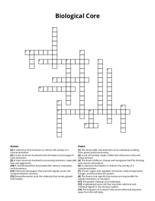 Biological Core Crossword Puzzle