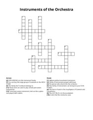 Instruments of the Orchestra Crossword Puzzle
