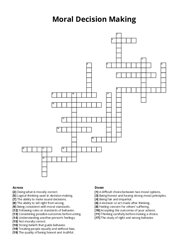Moral Decision Making Crossword Puzzle