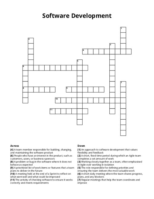 Software Development Crossword Puzzle
