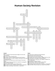 Human Society Revision Crossword Puzzle