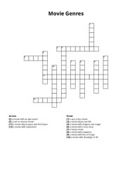 Movie Genres Crossword Puzzle