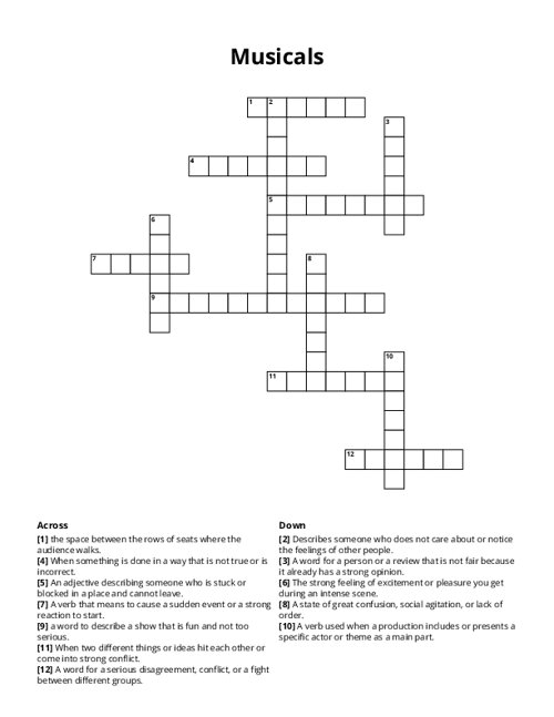 Musicals Crossword Puzzle