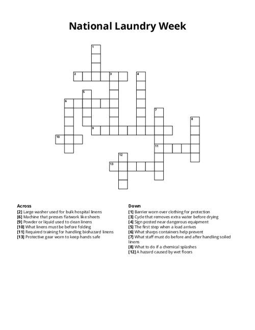 National Laundry Week Crossword Puzzle