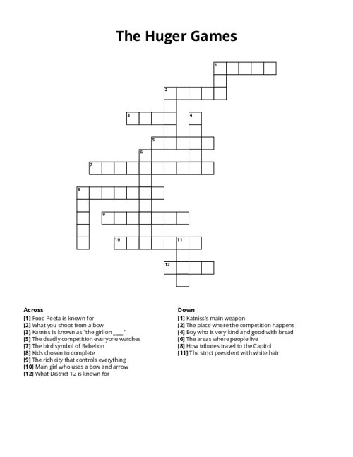 The Huger Games Crossword Puzzle