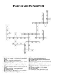 Diabetes Care Management crossword puzzle