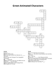 Green Animated Characters crossword puzzle