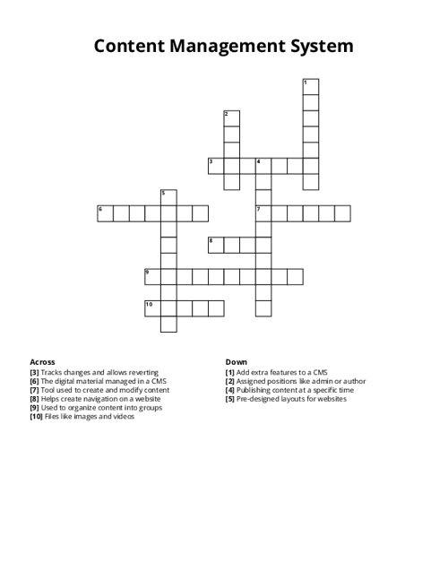 Content Management System Crossword Puzzle