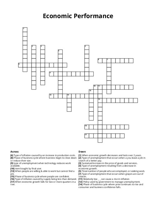 Economic Performance Crossword Puzzle