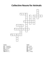 Collective Nouns for Animals Crossword Puzzle