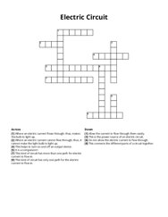 Electric Circuit Crossword Puzzle