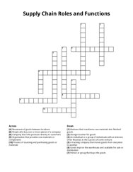 Supply Chain Roles and Functions Crossword Puzzle