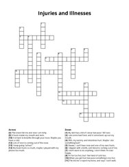 Injuries and Illnesses Crossword Puzzle