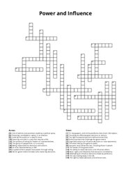 Power and Influence Crossword Puzzle
