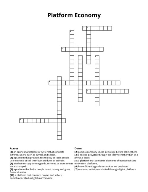 Platform Economy Crossword Puzzle