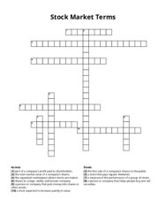 Stock Market Terms Crossword Puzzle