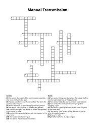 Manual Transmission Crossword Puzzle