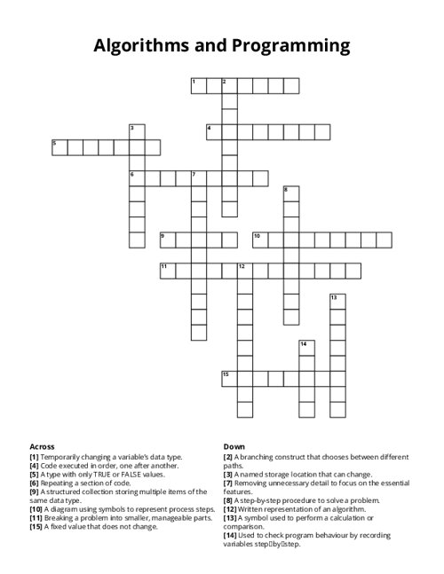 Algorithms and Programming Crossword Puzzle