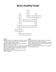 Brain Healthy Foods Crossword Puzzle