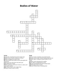 Bodies of Water Crossword Puzzle
