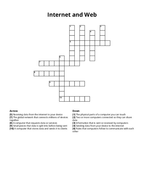 Internet and Web Crossword Puzzle