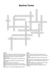 Businss Terms Crossword Puzzle