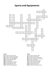 Sports and Equipments Crossword Puzzle