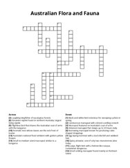 Australian Flora and Fauna Crossword Puzzle