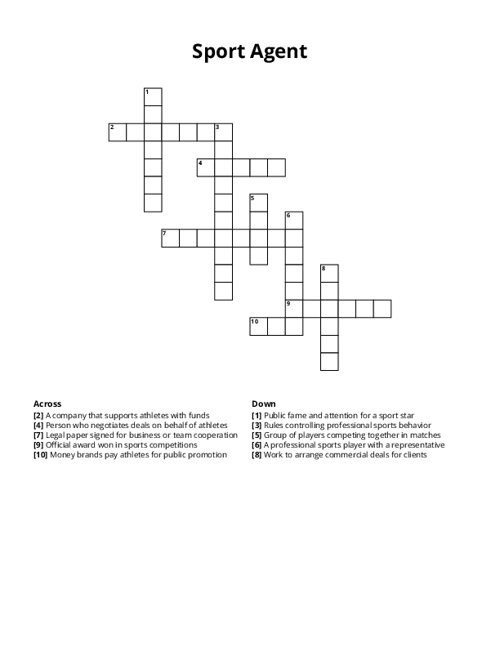 Sport Agent Crossword Puzzle