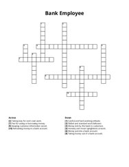 Bank Employee Crossword Puzzle