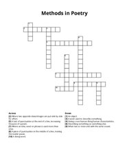 Methods in Poetry Crossword Puzzle