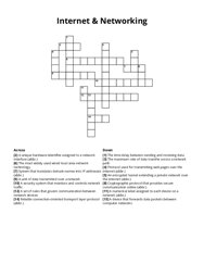 Internet & Networking Crossword Puzzle